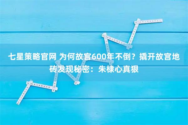 七星策略官网 为何故宫600年不倒？撬开故宫地砖发现秘密：朱棣心真狠