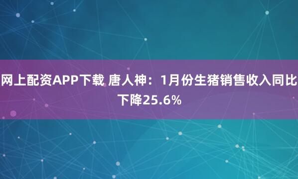 网上配资APP下载 唐人神：1月份生猪销售收入同比下降25.6%