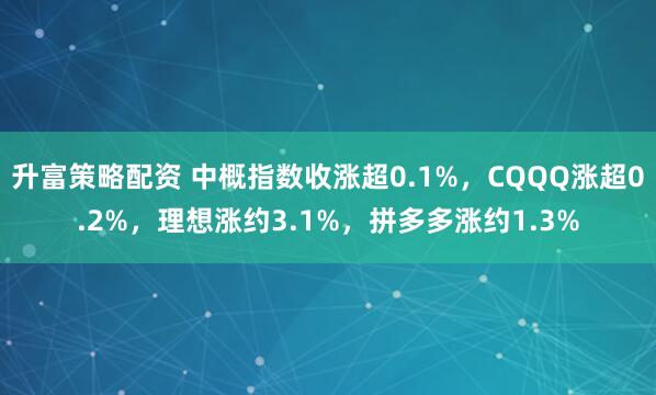 升富策略配资 中概指数收涨超0.1%，CQQQ涨超0.2%，理想涨约3.1%，拼多多涨约1.3%